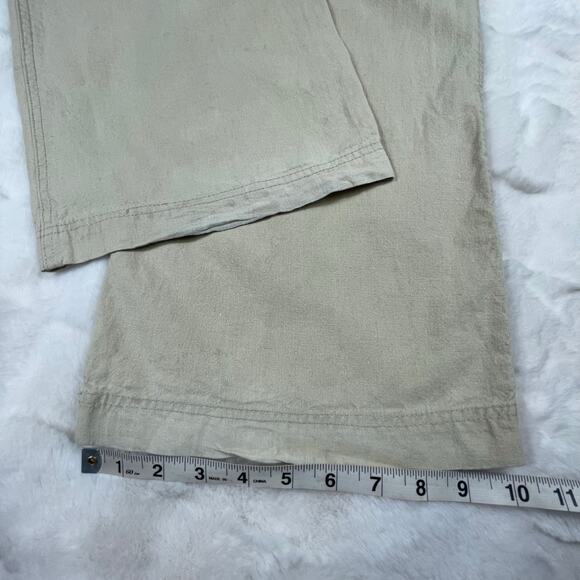 š5/$25 GUESS Linen Cotton Blend Wide Leg Relaxed Fit Mid Rise Khaki Pants 32 - Picture 12 of 16